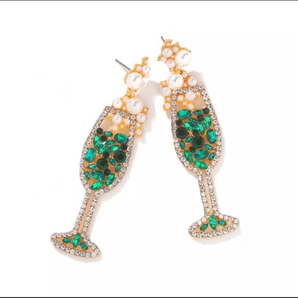 Champagne glass Bubbly Dangle Earrings Party - Picture 2 of 13